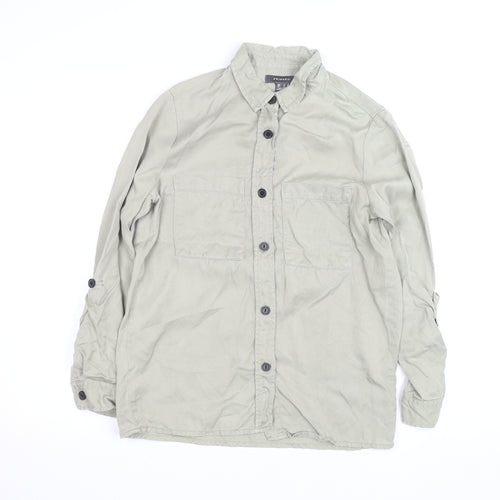 Primark Men's Beige Cotton Button-Up Casual Shirt Size S