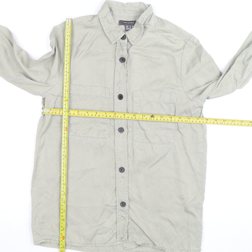 Primark Men's Beige Cotton Button-Up Casual Shirt Size S