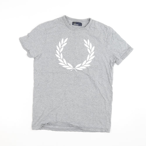 Fred Perry Men's Grey Cotton Laurel Wreath Crew Neck T-Shirt Size S