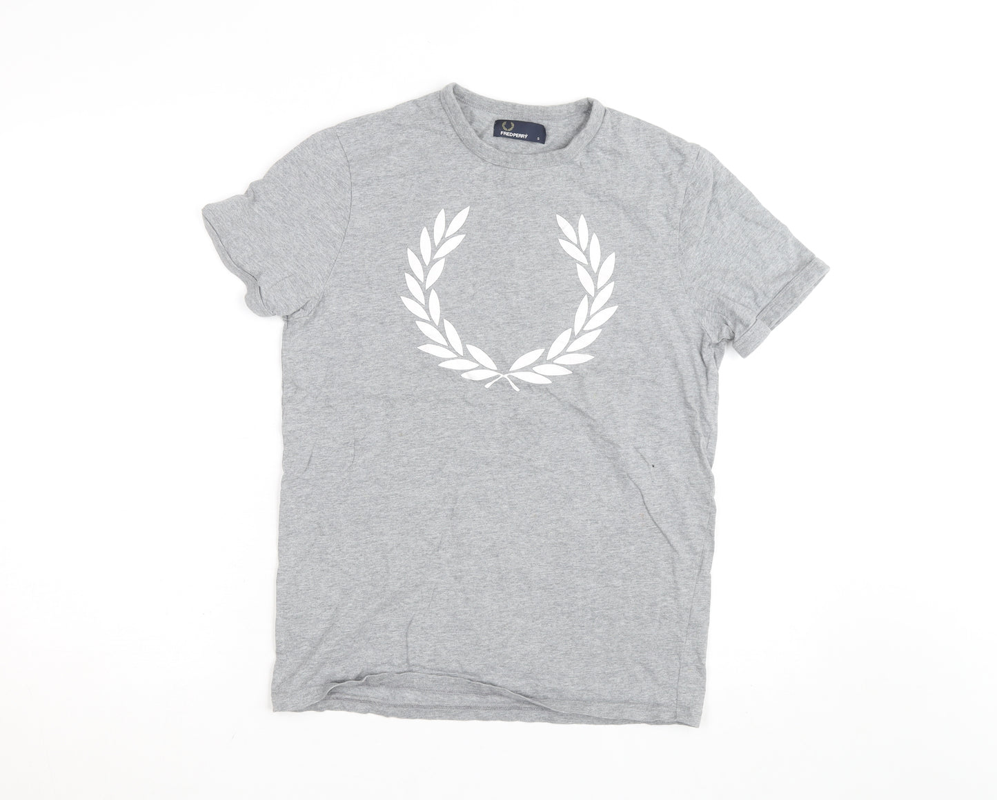 Fred Perry Men's Grey Cotton Laurel Wreath Crew Neck T-Shirt Size S