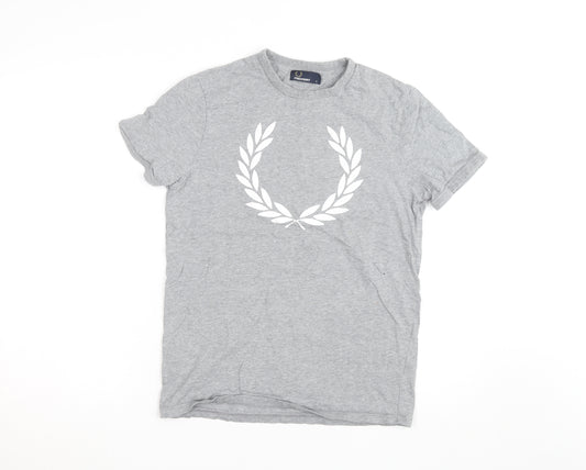 Fred Perry Men's Grey Cotton Laurel Wreath Crew Neck T-Shirt Size S