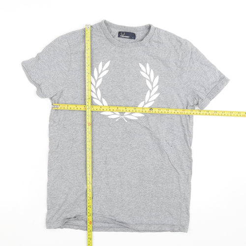 Fred Perry Men's Grey Cotton Laurel Wreath Crew Neck T-Shirt Size S