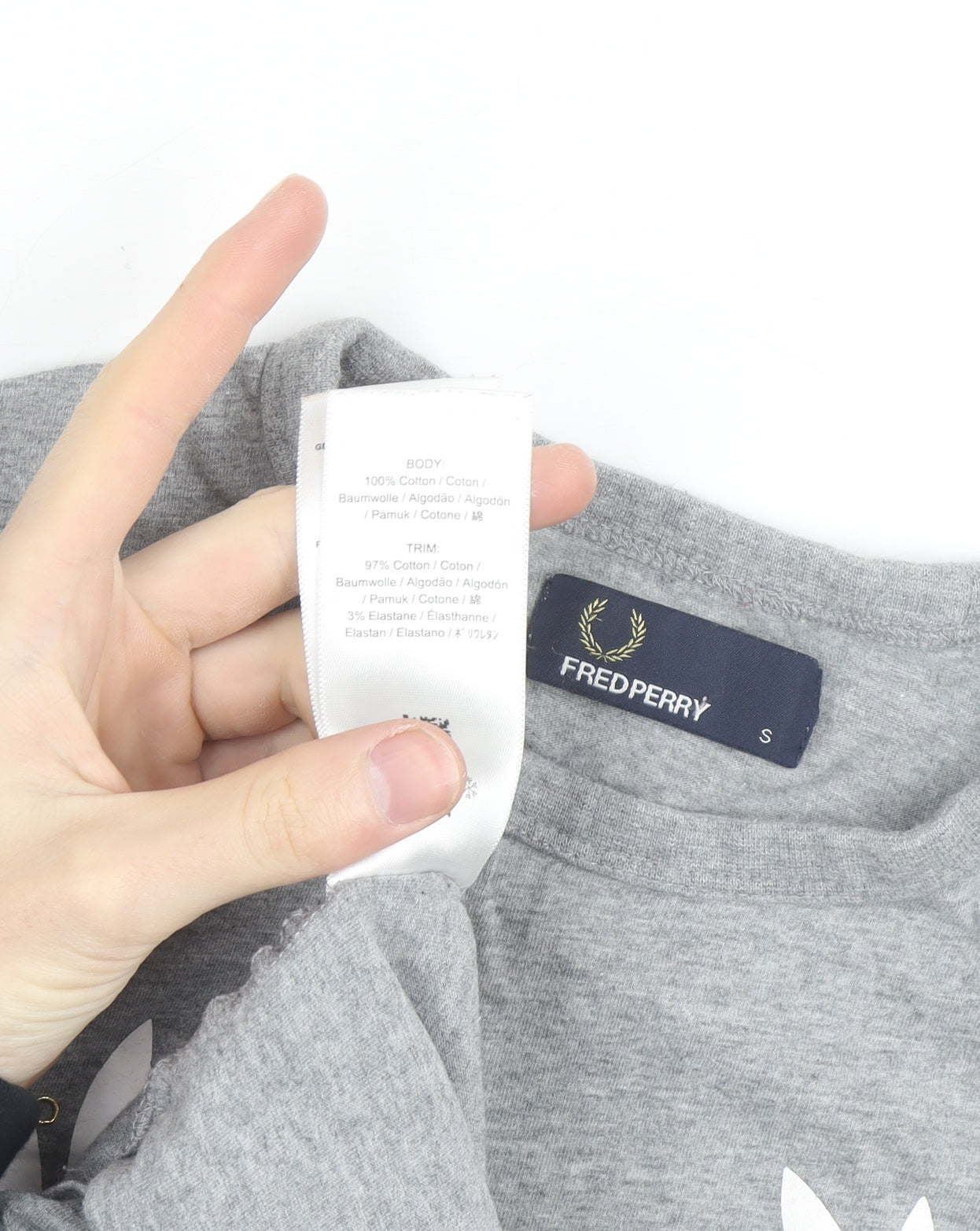 Fred Perry Men's Grey Cotton Laurel Wreath Crew Neck T-Shirt Size S