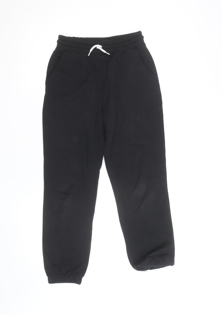 Primark Girls Black Jogger Sweatpants 11 Years Cotton Blend Elastic Waist