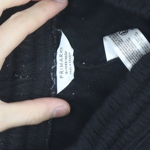 Primark Girls Black Jogger Sweatpants 11 Years Cotton Blend Elastic Waist