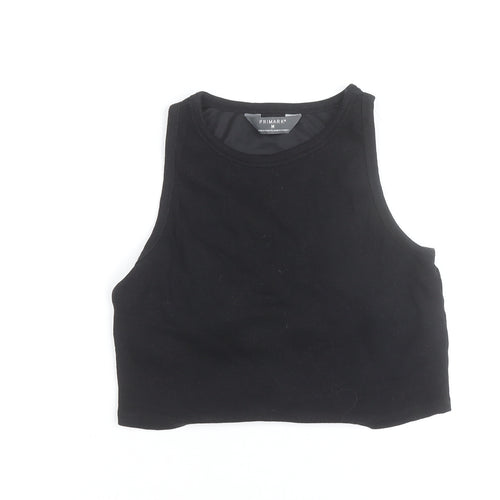 Primark Girls Black Cropped Tank Top M Cotton Blend Sleeveless Casual