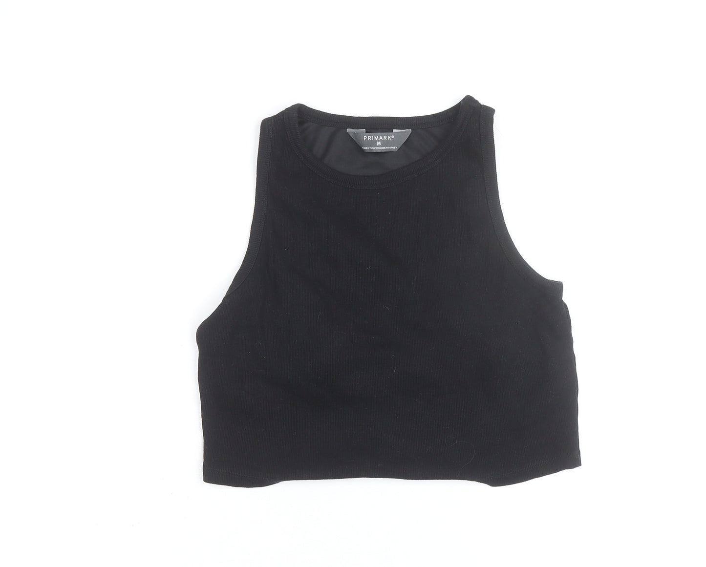 Primark Girls Black Cropped Tank Top M Cotton Blend Sleeveless Casual