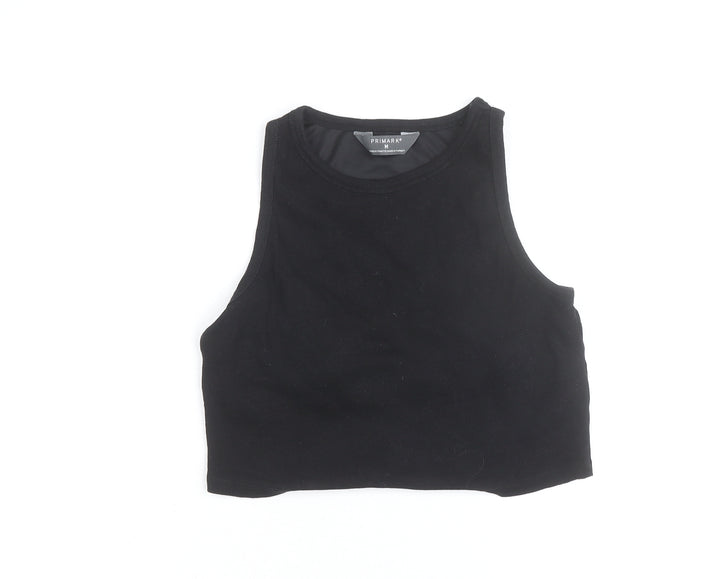 Primark Girls Black Cropped Tank Top M Cotton Blend Sleeveless Casual