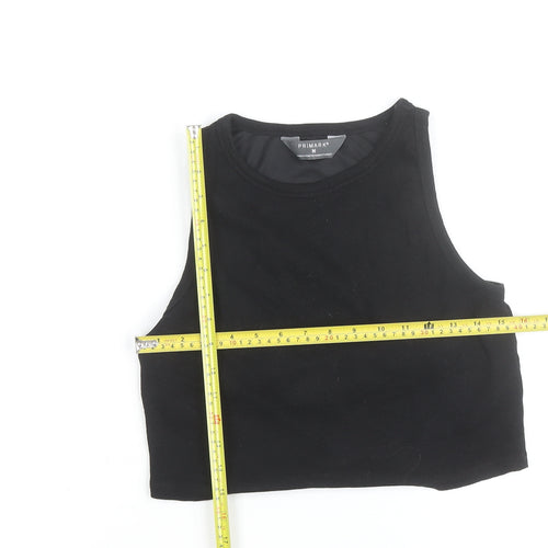 Primark Girls Black Cropped Tank Top M Cotton Blend Sleeveless Casual