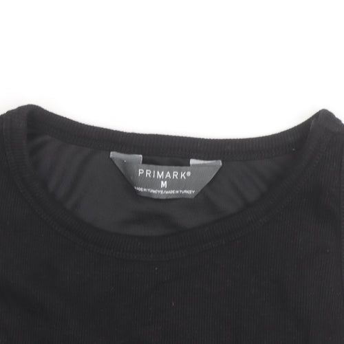 Primark Girls Black Cropped Tank Top M Cotton Blend Sleeveless Casual