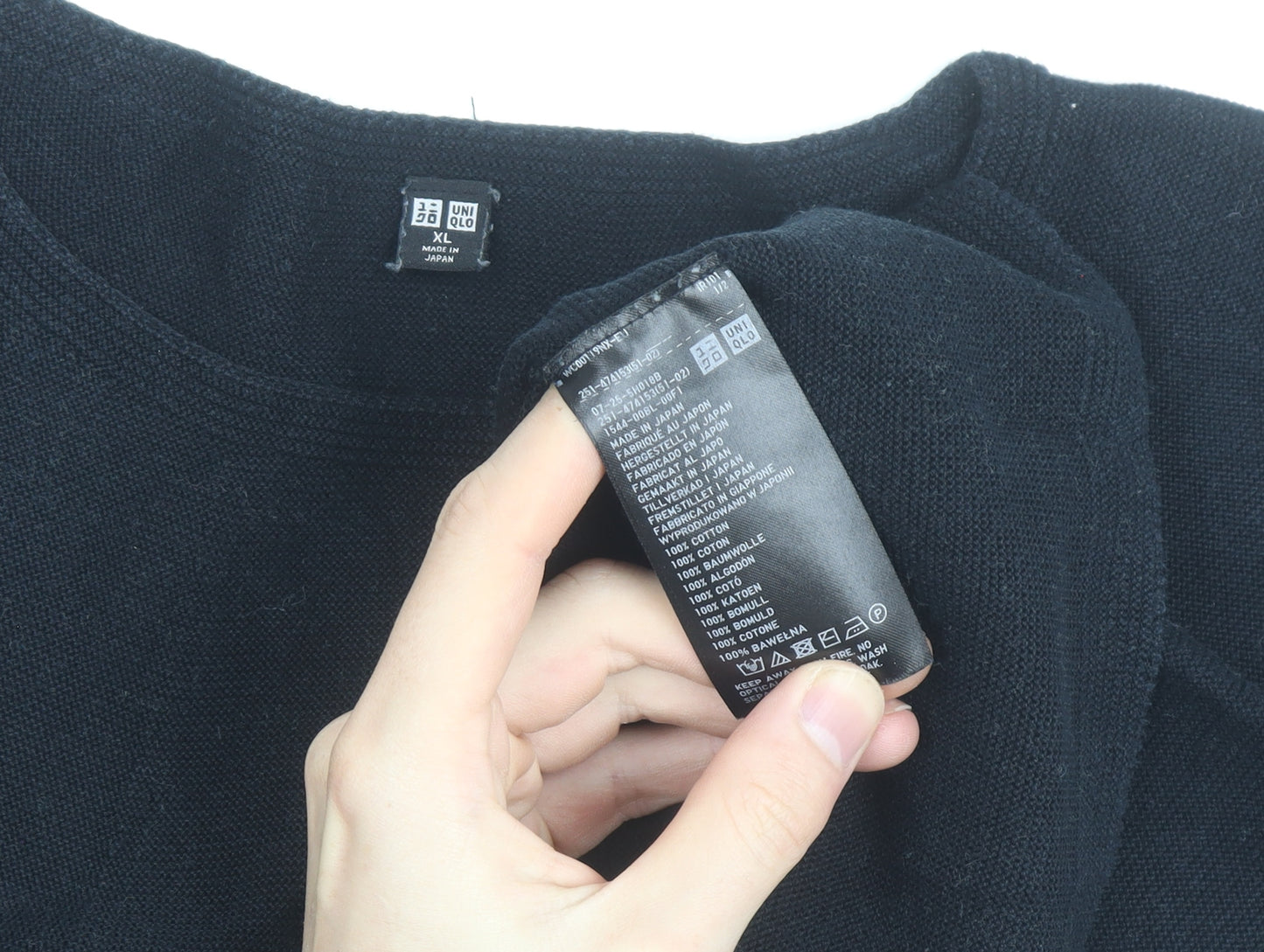 Uniqlo Men’s Black Cotton Crew Neck Pullover Jumper XL