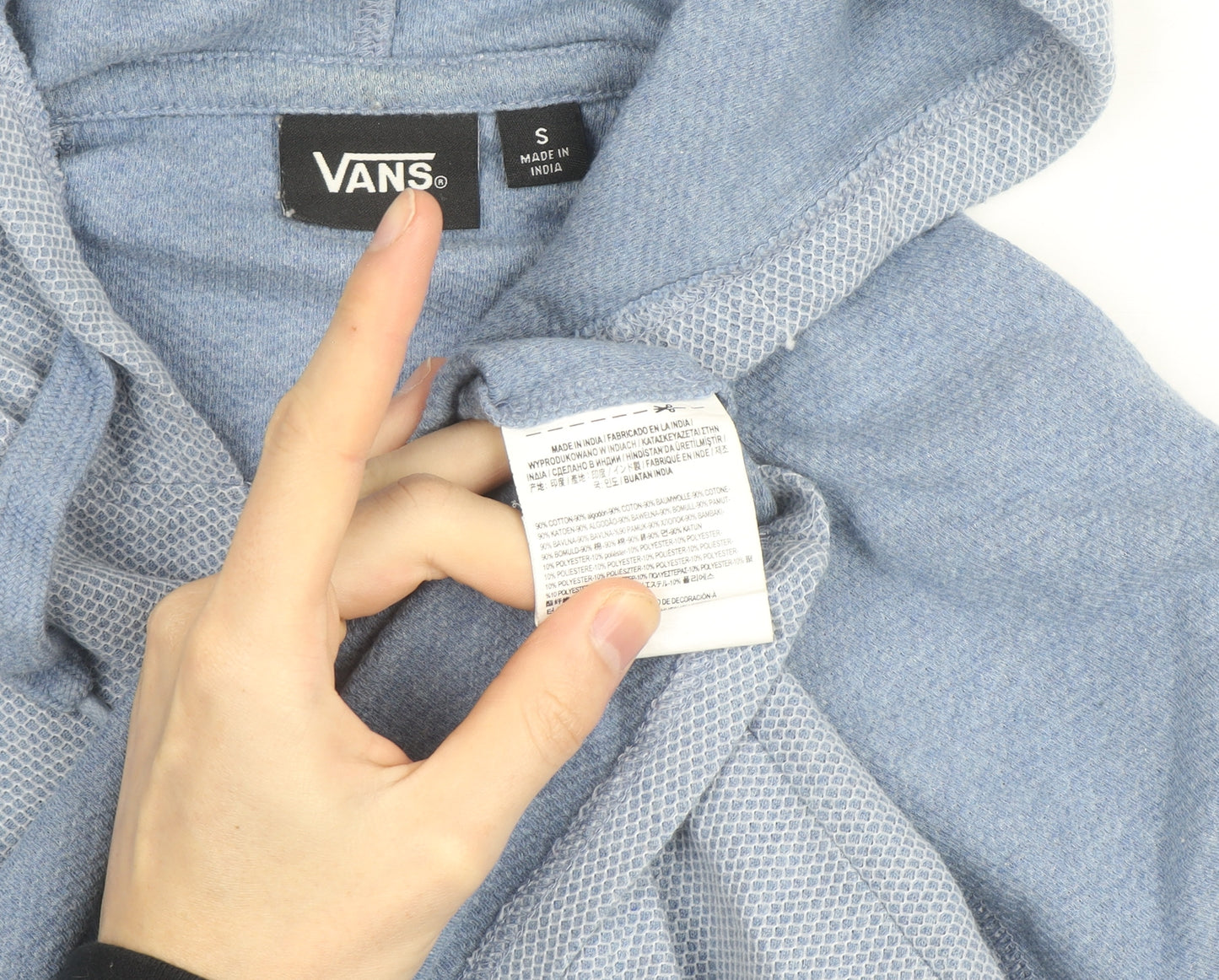 Vans Mens Blue Pullover Hoodie Size S Lightweight Cotton Blend
