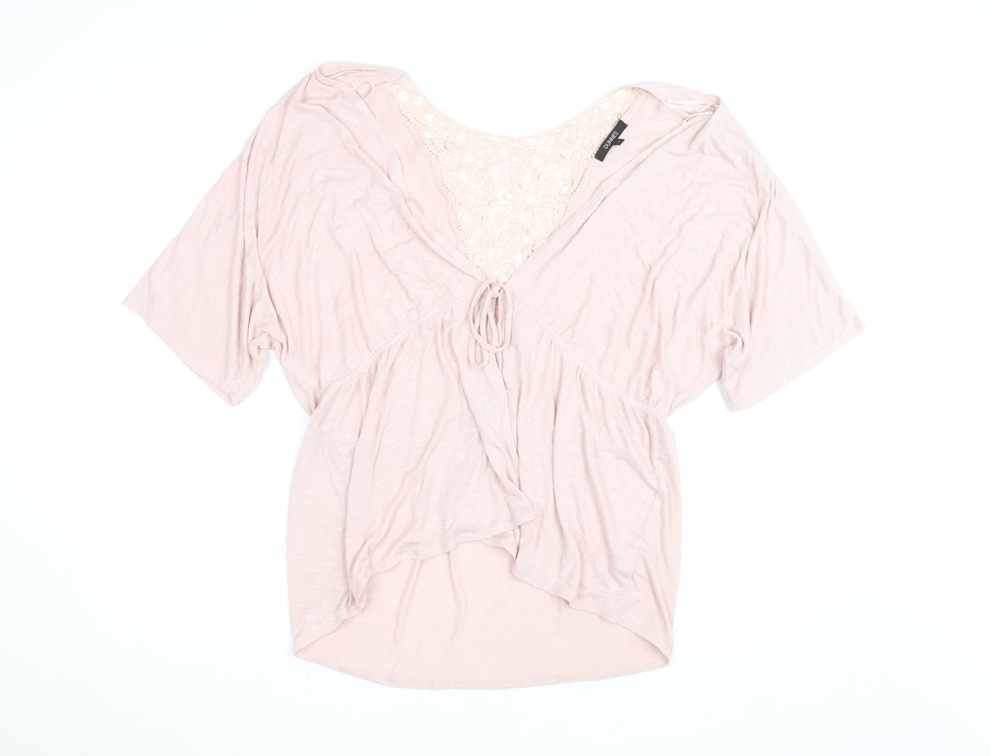 Dunnes Women Pink Crochet V-Neck Tunic Blouse Size 20