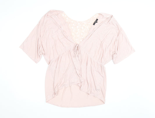 Dunnes Women Pink Crochet V-Neck Tunic Blouse Size 20