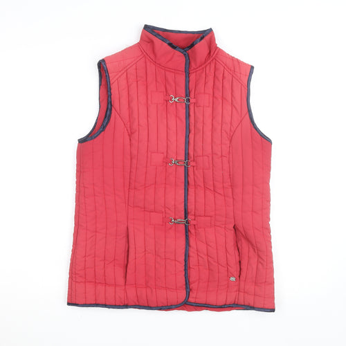 Paco Boutique Womens Red Quilted Waistcoat S Lightweight Lined Hook Detail