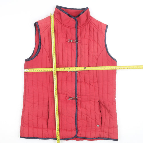 Paco Boutique Womens Red Quilted Waistcoat S Lightweight Lined Hook Detail