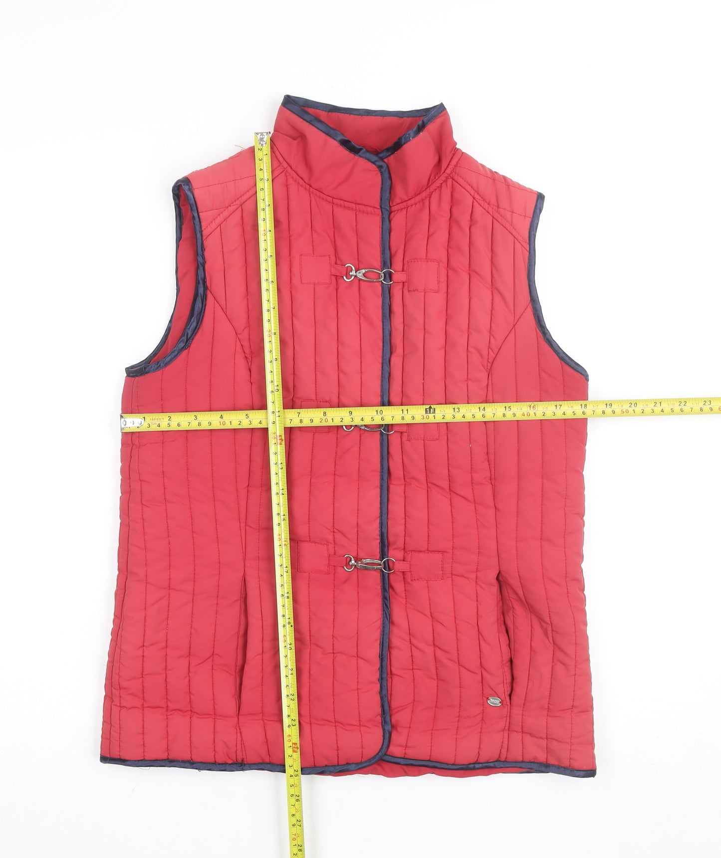Paco Boutique Womens Red Quilted Waistcoat S Lightweight Lined Hook Detail
