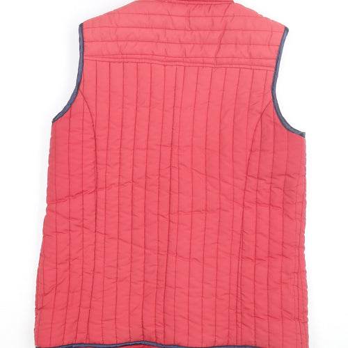 Paco Boutique Womens Red Quilted Waistcoat S Lightweight Lined Hook Detail