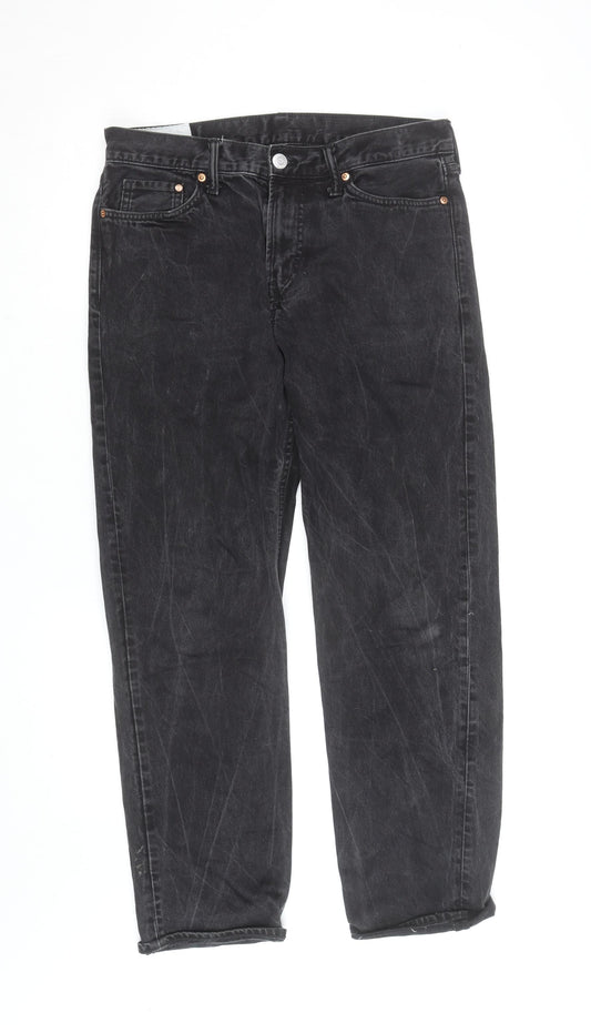 H&M Women’s Black Relaxed Fit Straight High Rise Jeans Size 12