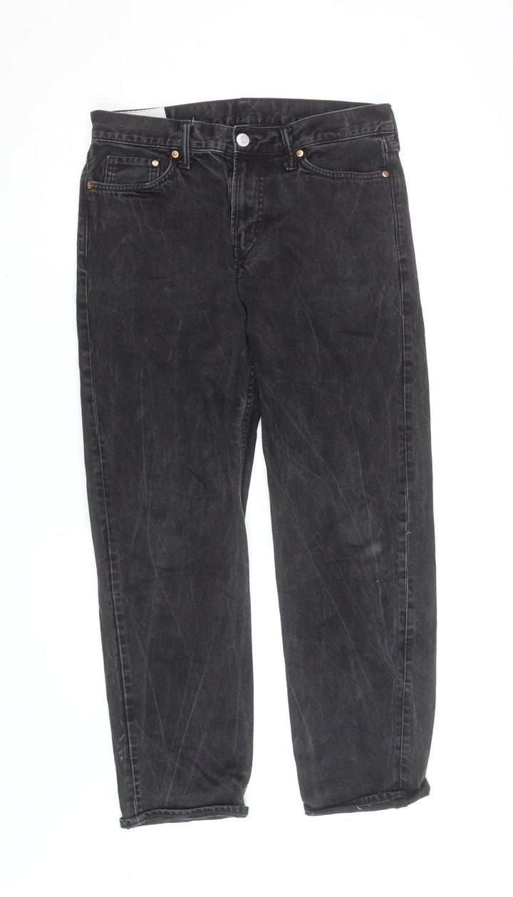 H&M Women’s Black Relaxed Fit Straight High Rise Jeans Size 12