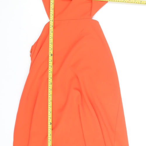 Warehouse Women’s Orange Midi Fit & Flare Cut Out Dress Size 12