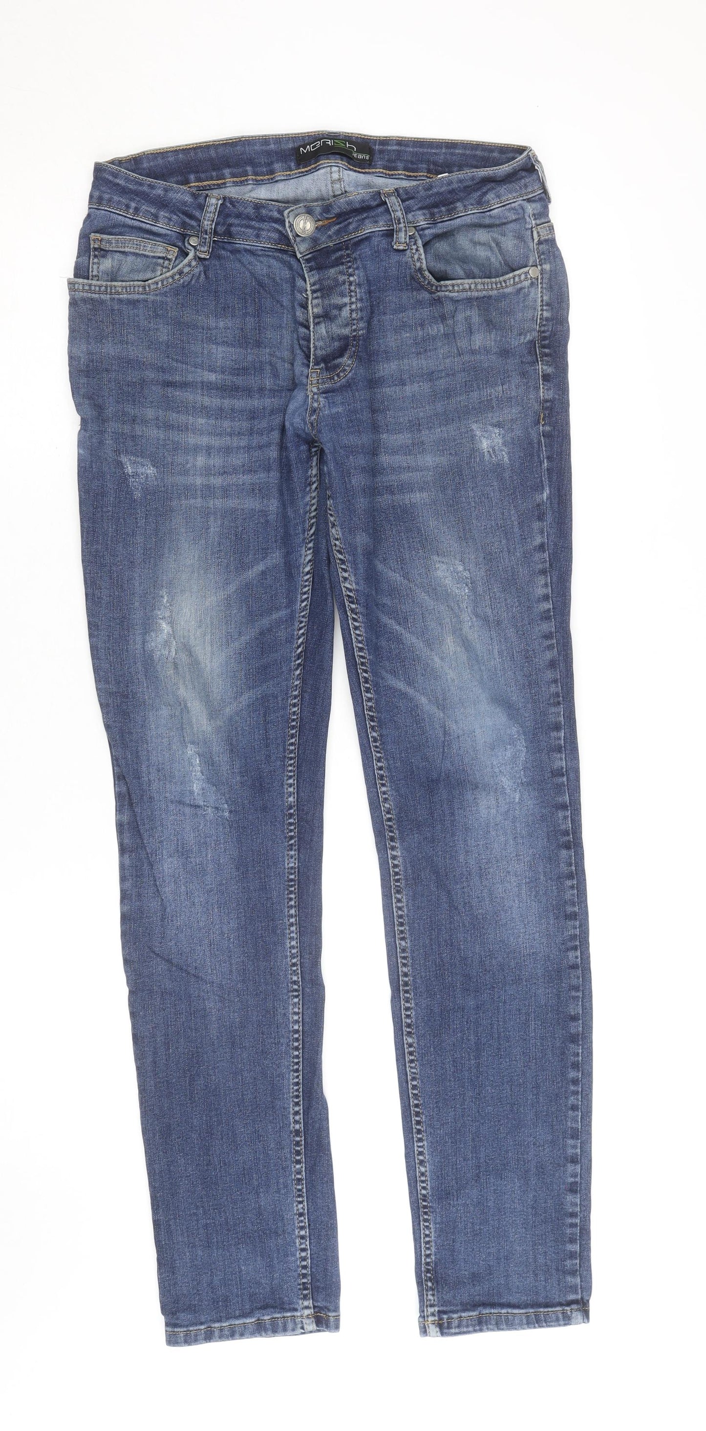 Merish Women's Blue Straight Leg Stretch Jeans Size 16