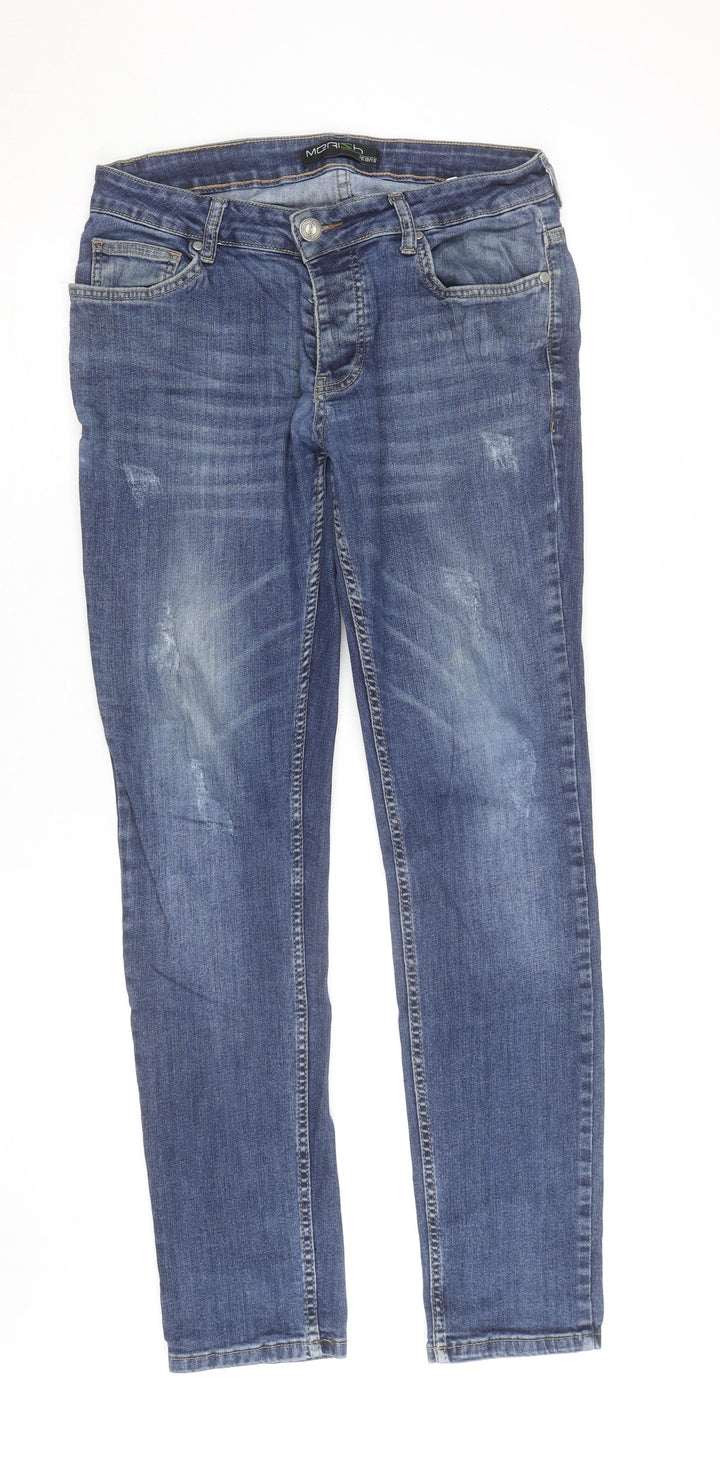 Merish Women's Blue Straight Leg Stretch Jeans Size 16