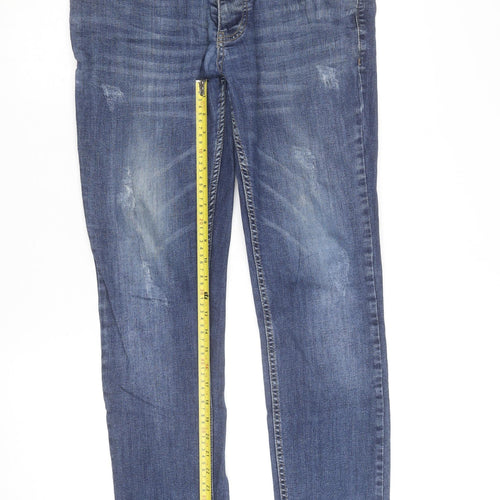Merish Women's Blue Straight Leg Stretch Jeans Size 16