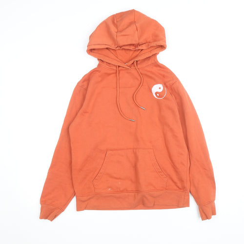 Primark Unisex Orange Yin Yang Pullover Hoodie XS Regular Fit