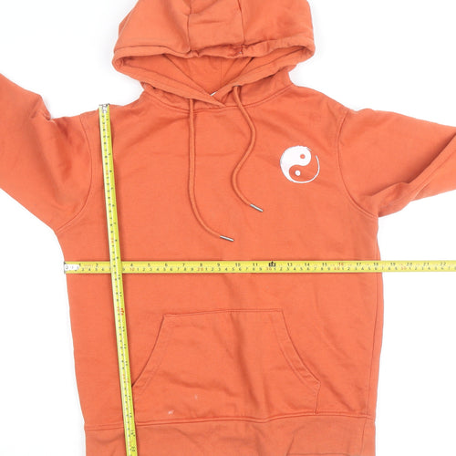 Primark Unisex Orange Yin Yang Pullover Hoodie XS Regular Fit