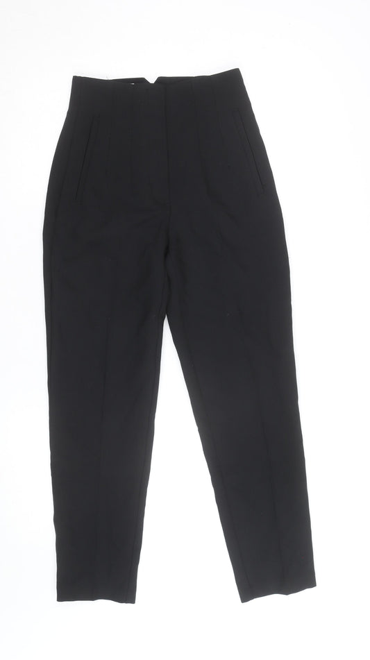 Zara Women Black High Rise Tapered Trousers XS
