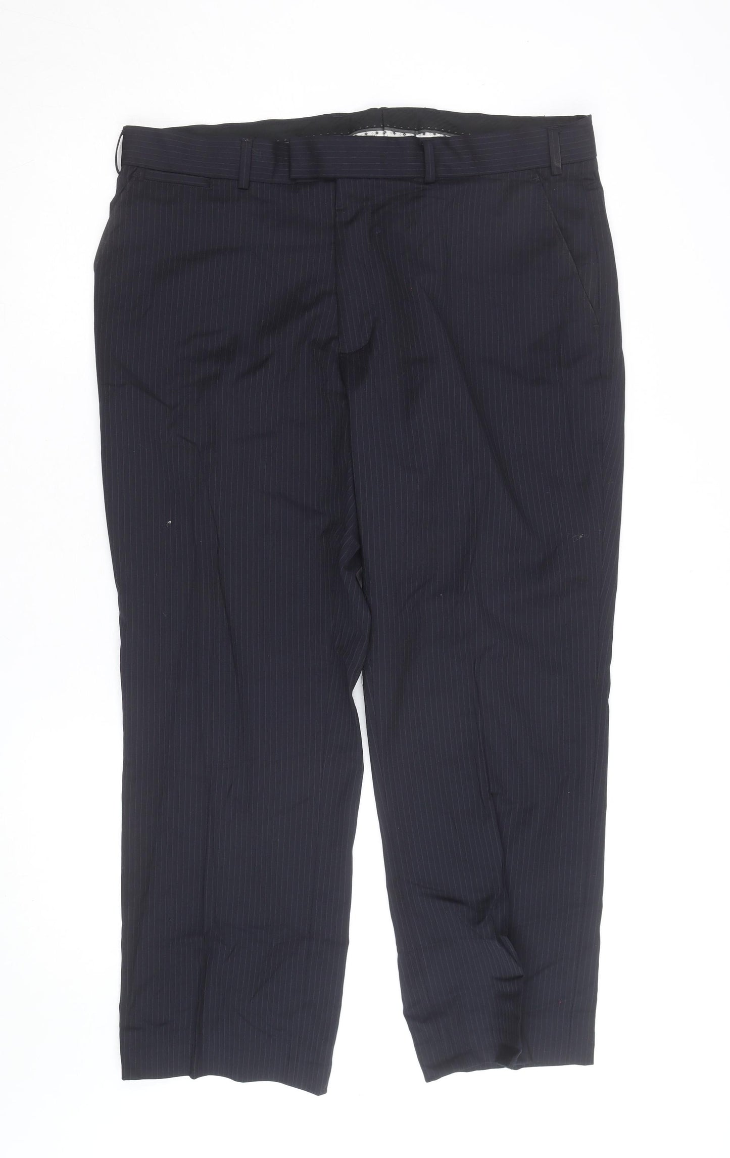 Jeff Banks Men’s Black Pinstripe Wool Blend Dress Trousers 32R