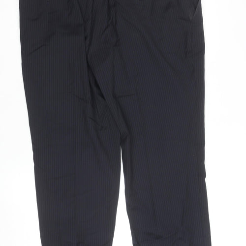 Jeff Banks Men’s Black Pinstripe Wool Blend Dress Trousers 32R