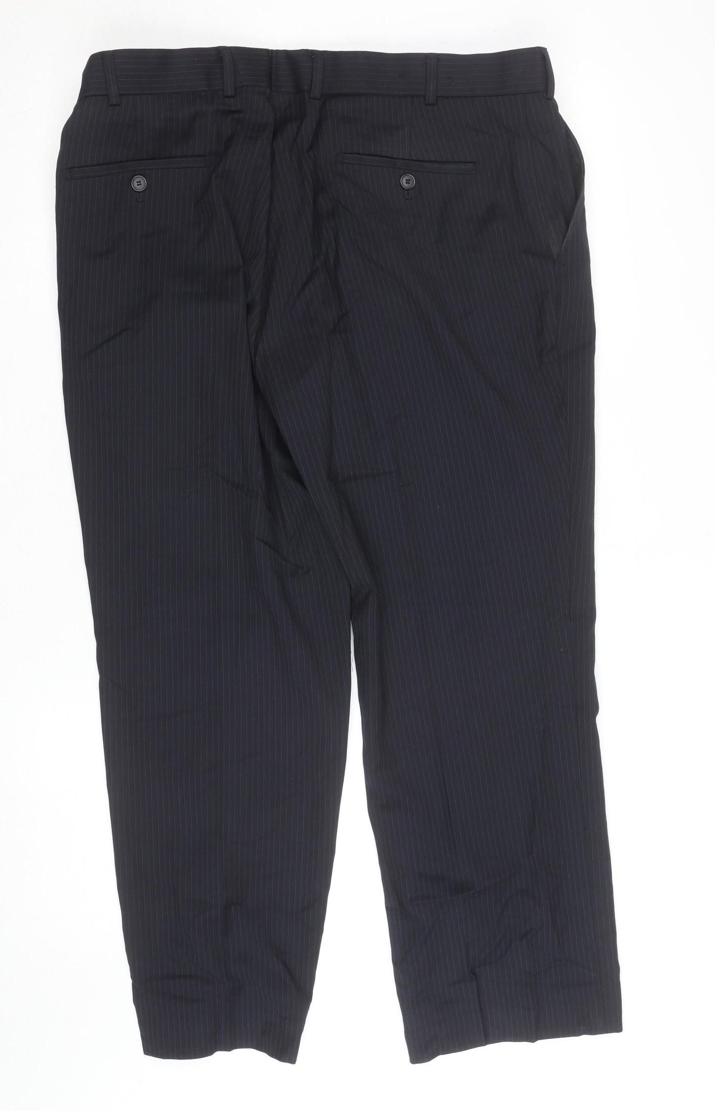 Jeff Banks Men’s Black Pinstripe Wool Blend Dress Trousers 32R