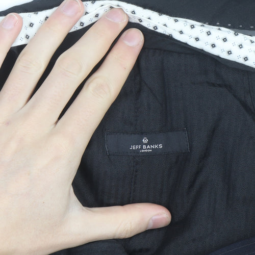 Jeff Banks Men’s Black Pinstripe Wool Blend Dress Trousers 32R