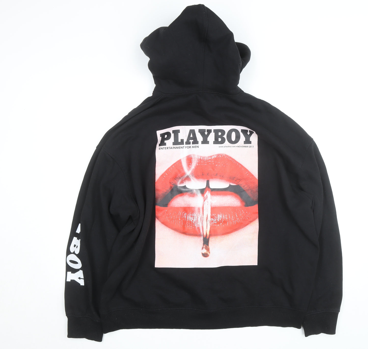 Missguided x Playboy Womens Black Full Zip Hoodie Size 12 Lined Graphic Print