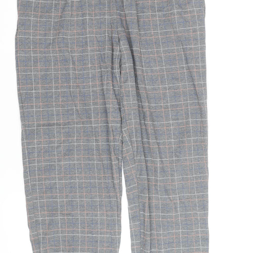 Women's Grey Checked Cotton Flannel Pyjama Pants Size L