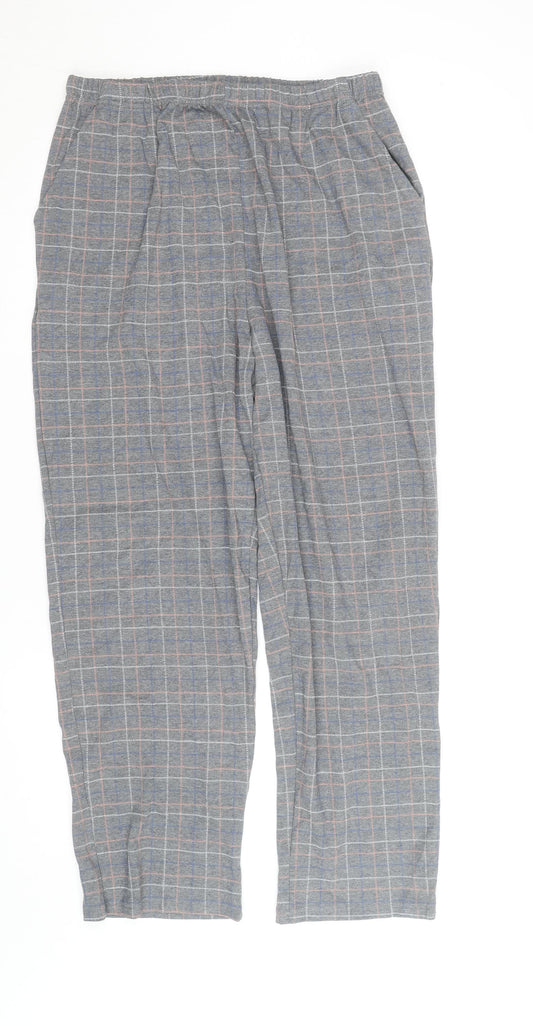 Women's Grey Checked Cotton Flannel Pyjama Pants Size L
