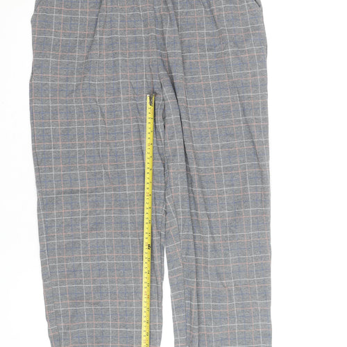 Women's Grey Checked Cotton Flannel Pyjama Pants Size L