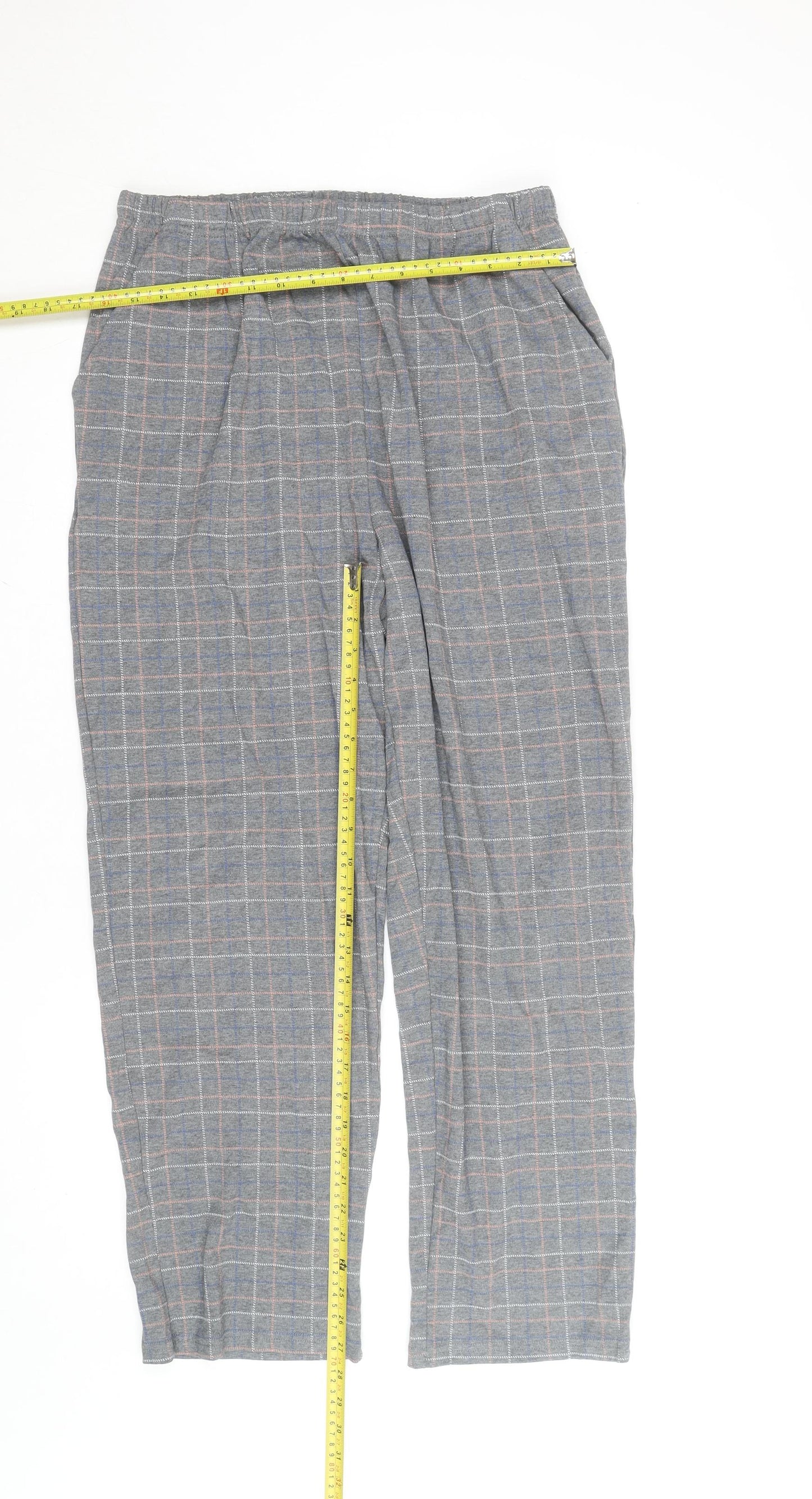 Women's Grey Checked Cotton Flannel Pyjama Pants Size L