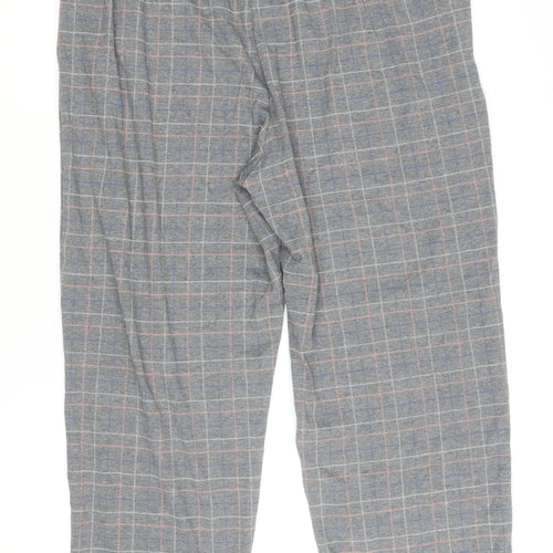 Women's Grey Checked Cotton Flannel Pyjama Pants Size L