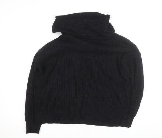 Gallery Womens Black Roll Neck Ribbed Knit Jumper Size S