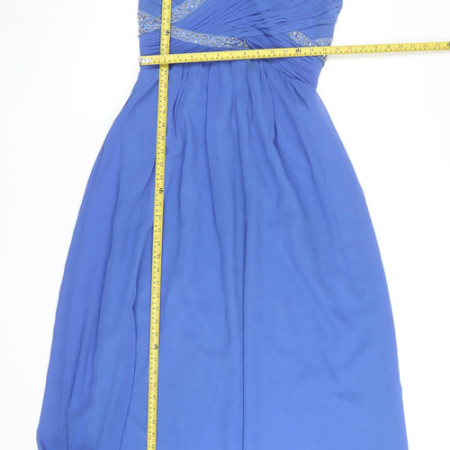 Max & Lola Milano Women's Blue Beaded Chiffon Empire Waist Dress Size 16
