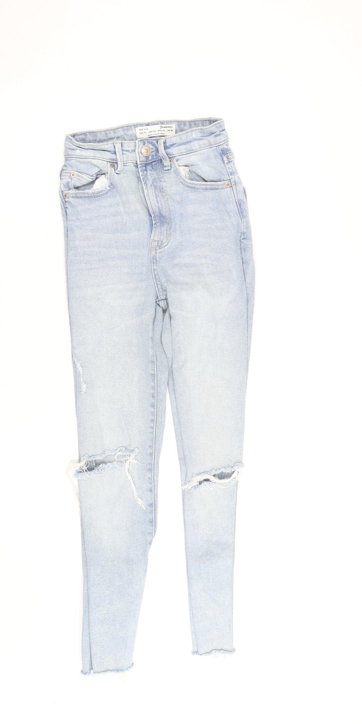Stradivarius Women’s Blue High Rise Mom Slim Distressed Jeans Size 6