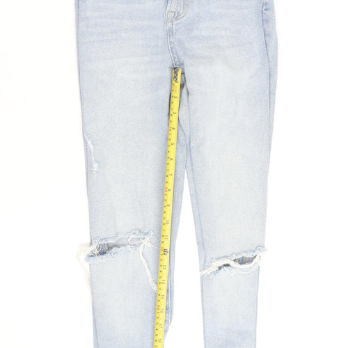 Stradivarius Women’s Blue High Rise Mom Slim Distressed Jeans Size 6