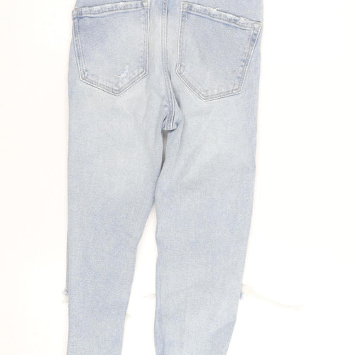 Stradivarius Women’s Blue High Rise Mom Slim Distressed Jeans Size 6