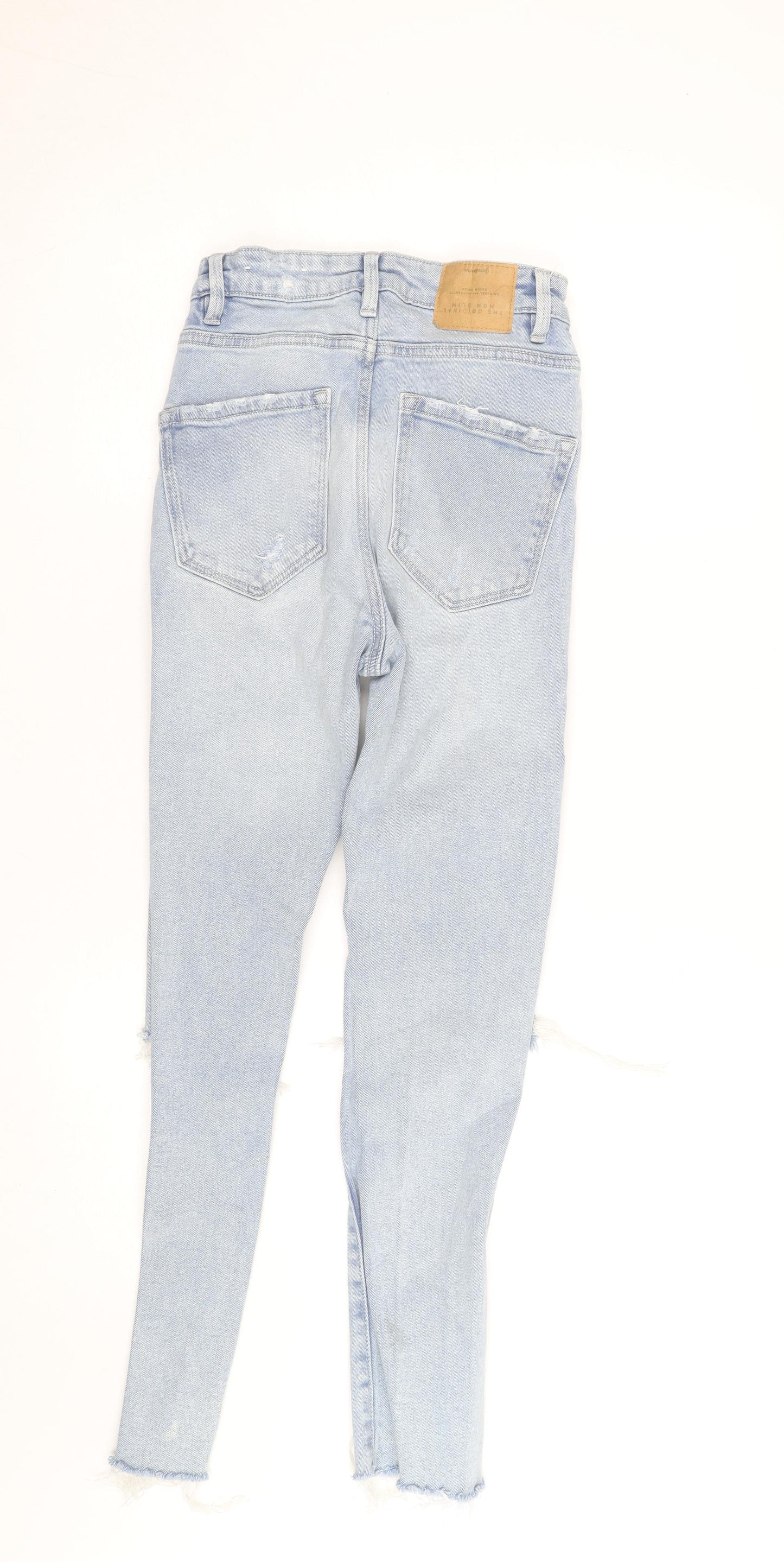Stradivarius Women’s Blue High Rise Mom Slim Distressed Jeans Size 6