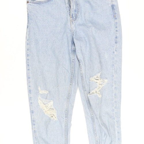 Primark Denim Co Women Light Blue Distressed Mom Jeans Size 8