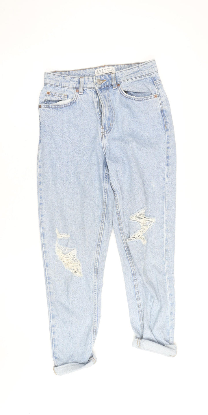 Primark Denim Co Women Light Blue Distressed Mom Jeans Size 8