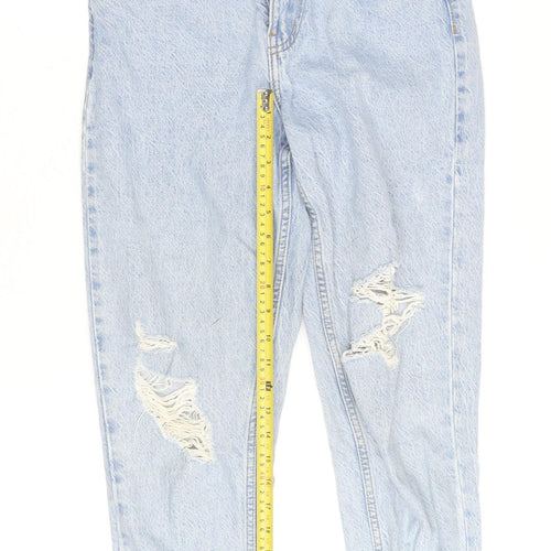 Primark Denim Co Women Light Blue Distressed Mom Jeans Size 8